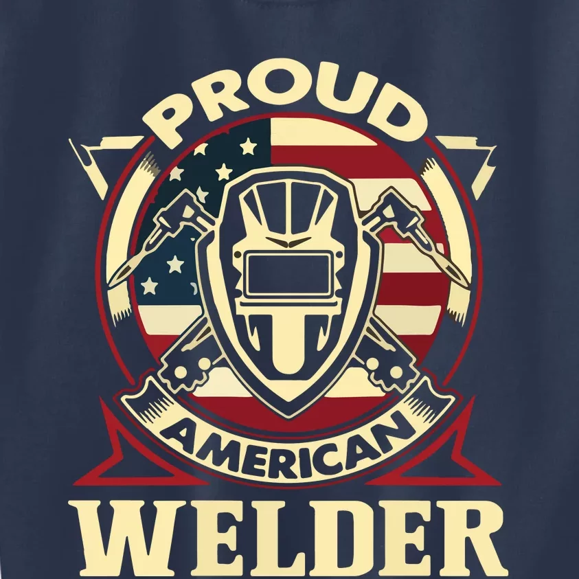 Proud Welder US American Flag Pipefitter Retro Welding Gift Kids Sweatshirt