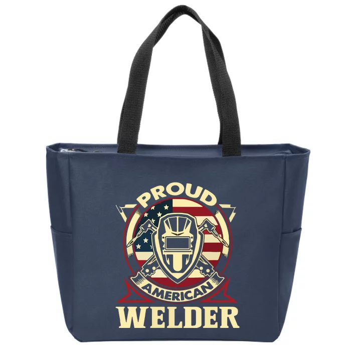 Proud Welder US American Flag Pipefitter Retro Welding Gift Zip Tote Bag