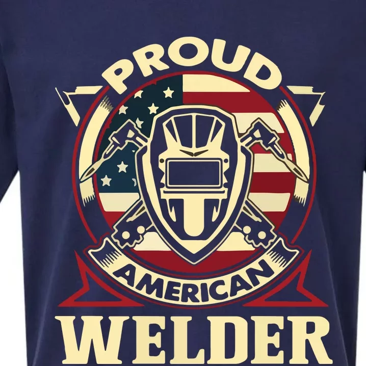 Proud Welder US American Flag Pipefitter Retro Welding Gift Sueded Cloud Jersey T-Shirt