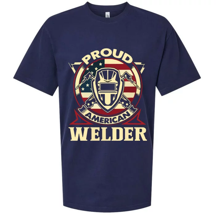 Proud Welder US American Flag Pipefitter Retro Welding Gift Sueded Cloud Jersey T-Shirt