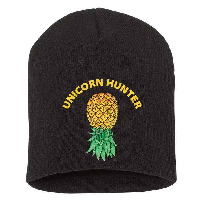 Polyamory With Upside Down Pineapple And Unicorn Hunter Short Acrylic Beanie