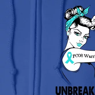 Pcos Warrior Unbreakable Gift Strong Great Gift Full Zip Hoodie