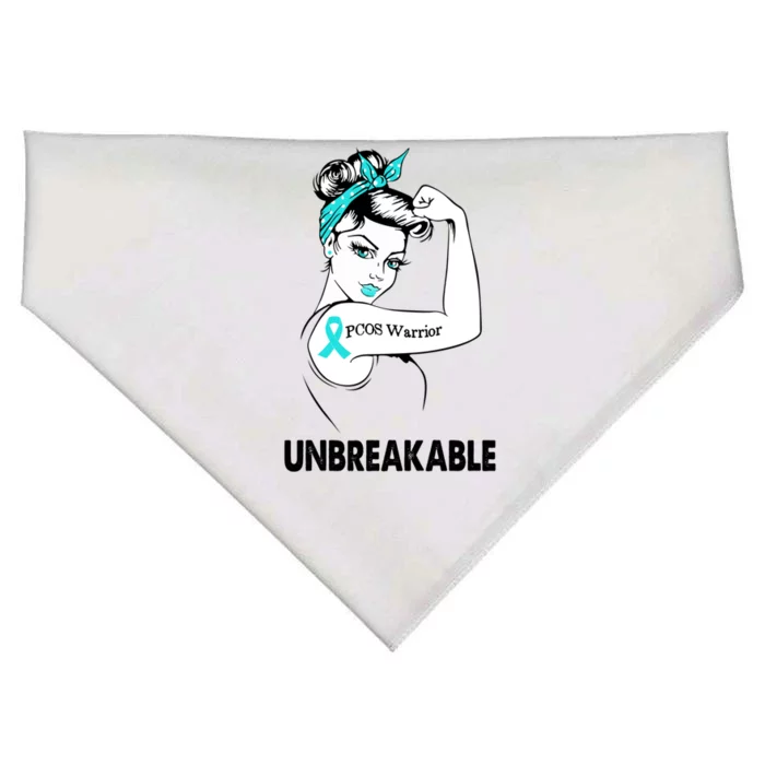 Pcos Warrior Unbreakable Gift Strong Great Gift USA-Made Doggie Bandana