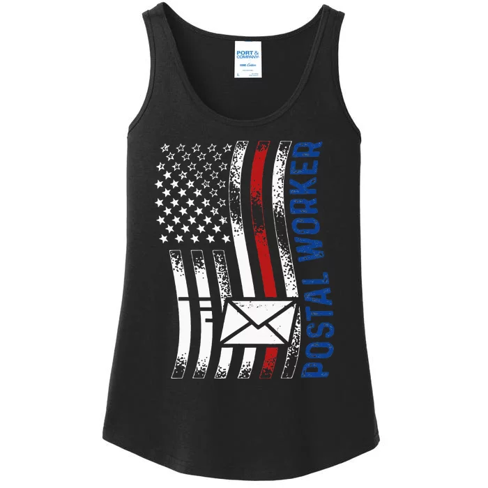 Postal Worker Vintage USA American Flag US Postal Ladies Essential Tank