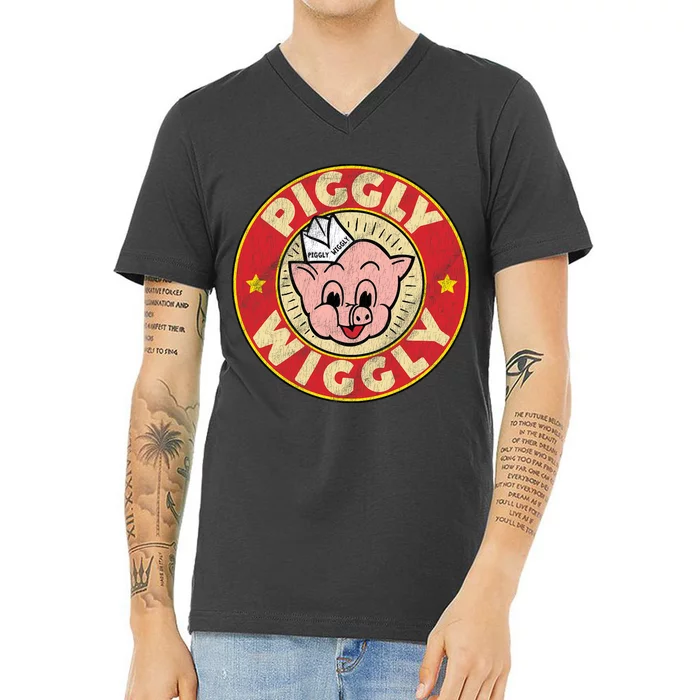 Piggly Wiggly Vintage Retro V-Neck T-Shirt