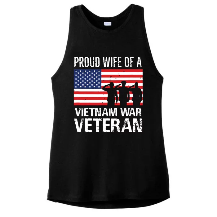 Proud Wife Vietnam War Veteran Husband Wives Matching Design Ladies Tri-Blend Wicking Tank