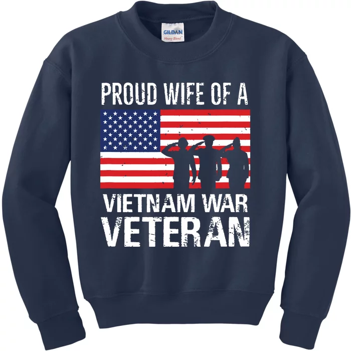 Proud Wife Vietnam War Veteran Husband Wives Matching Design Kids Sweatshirt