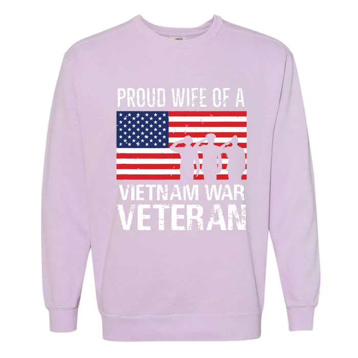 Proud Wife Vietnam War Veteran Husband Wives Matching Design Garment-Dyed Sweatshirt