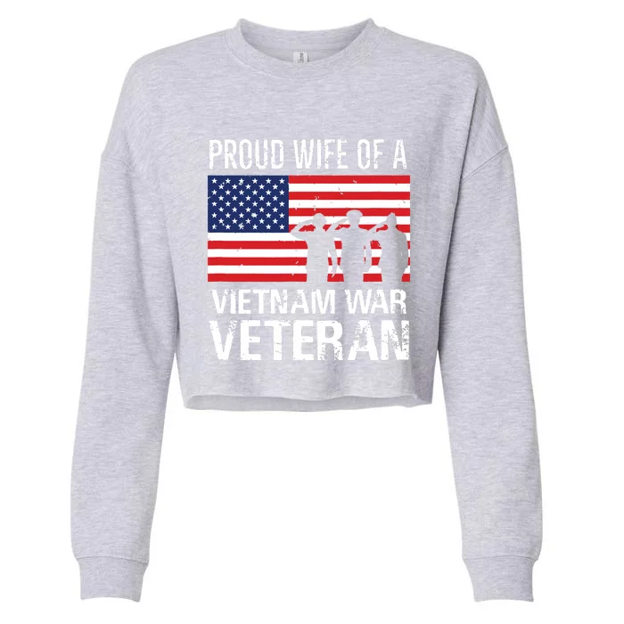 Proud Wife Vietnam War Veteran Husband Wives Matching Design Cropped Pullover Crew