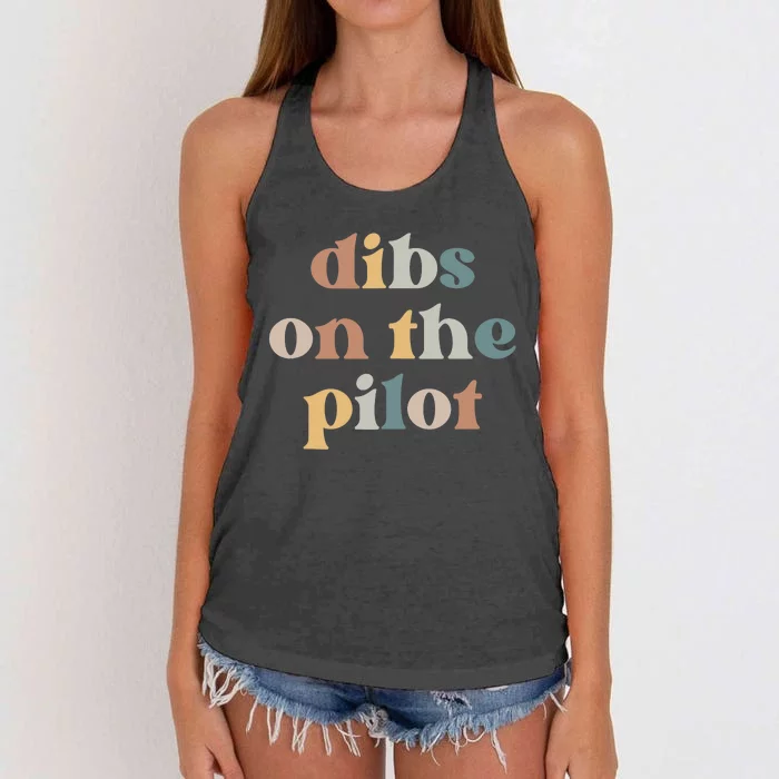 Pilot Wife Vintage Retro Groovy Dibs on the Pilot Women's Knotted Racerback Tank