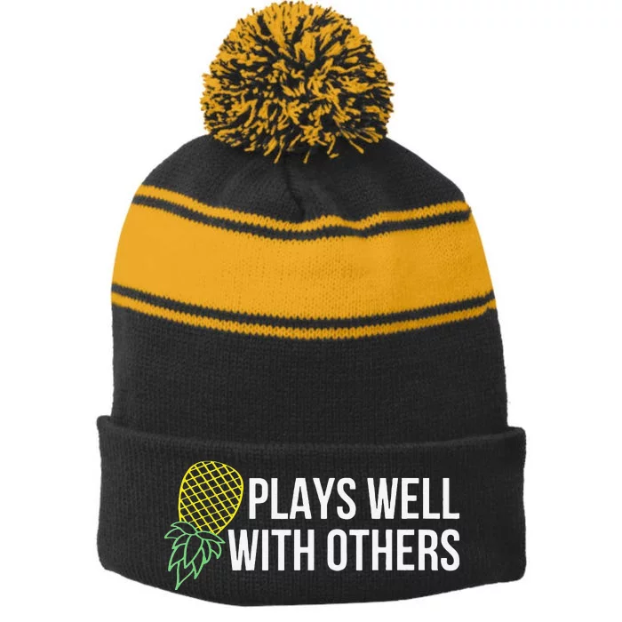 Plays Well With Others Swingers Stripe Pom Pom Beanie