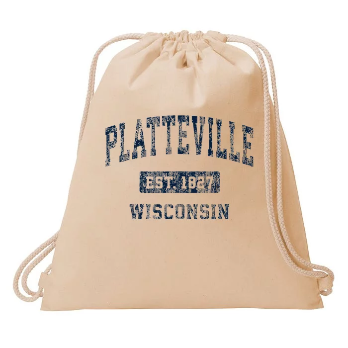 Platteville Wisconsin Wi Vintage Sports Design Drawstring Bag