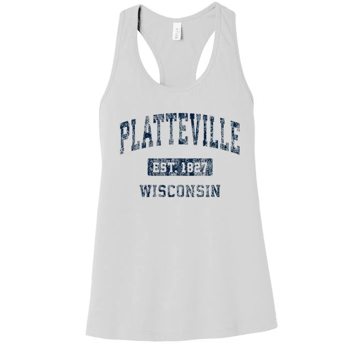 Platteville Wisconsin Wi Vintage Sports Design Women's Racerback Tank