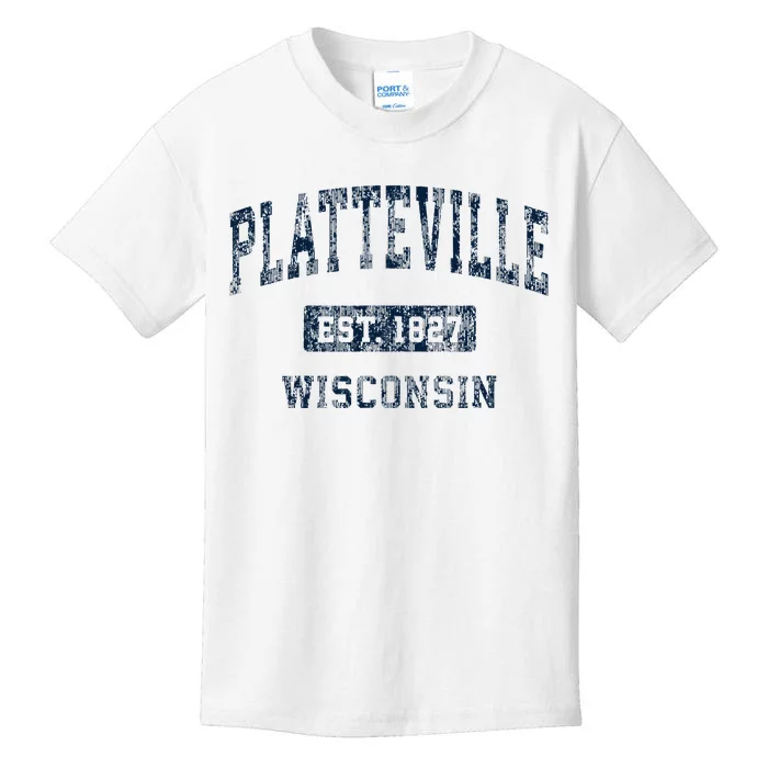 Platteville Wisconsin Wi Vintage Sports Design Kids T-Shirt