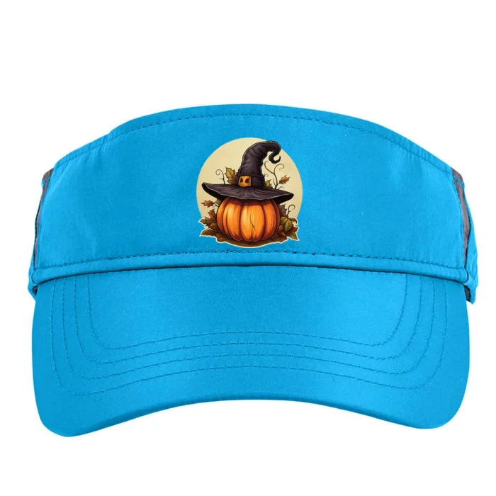 Pumpkin Wearing Witch Hat Halloween Theme Fall Leaves Adult Drive Performance Visor