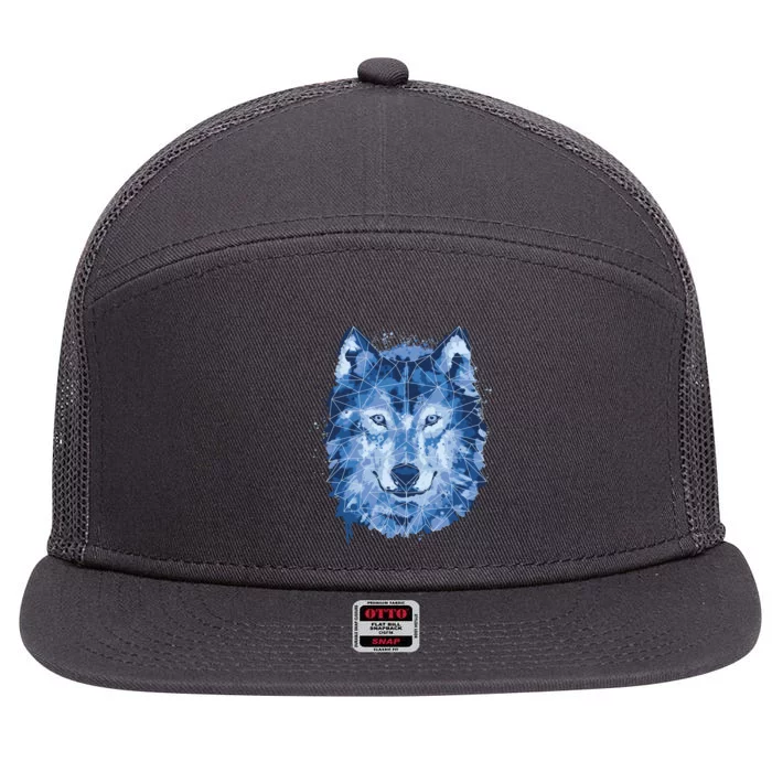 Polygon Wolf Wild Animal 7 Panel Mesh Trucker Snapback Hat