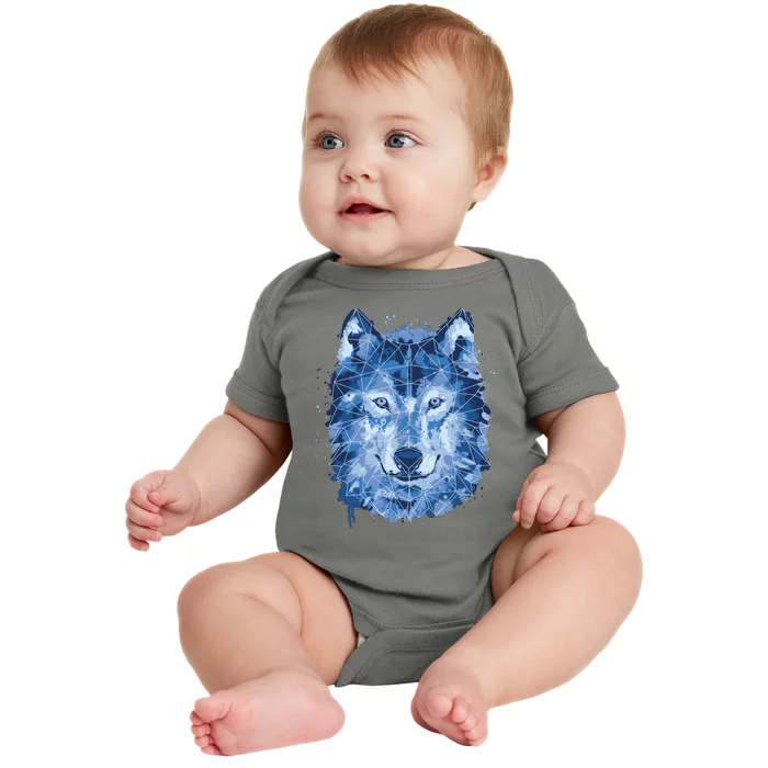 Polygon Wolf Wild Animal Baby Bodysuit