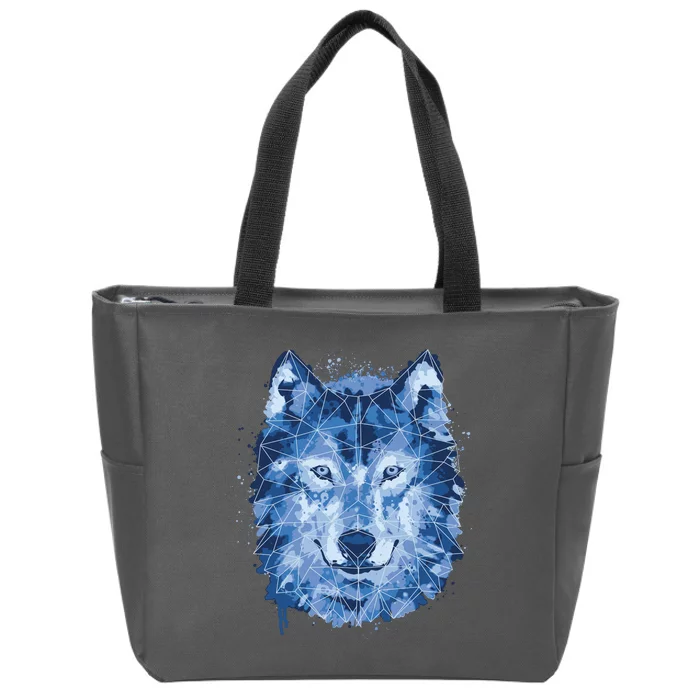 Polygon Wolf Wild Animal Zip Tote Bag