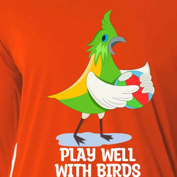 Play Well With Others Bird Lover Ornithology Bird Whisperer Gift Cooling Performance Long Sleeve Crew