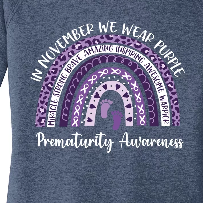 Preemie We Wear Purple Rainbow For Prematurity Awareness Cool Gift Women's Perfect Tri Tunic Long Sleeve Shirt