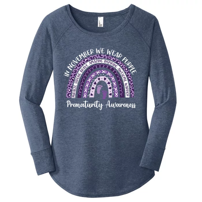 Preemie We Wear Purple Rainbow For Prematurity Awareness Cool Gift Women's Perfect Tri Tunic Long Sleeve Shirt