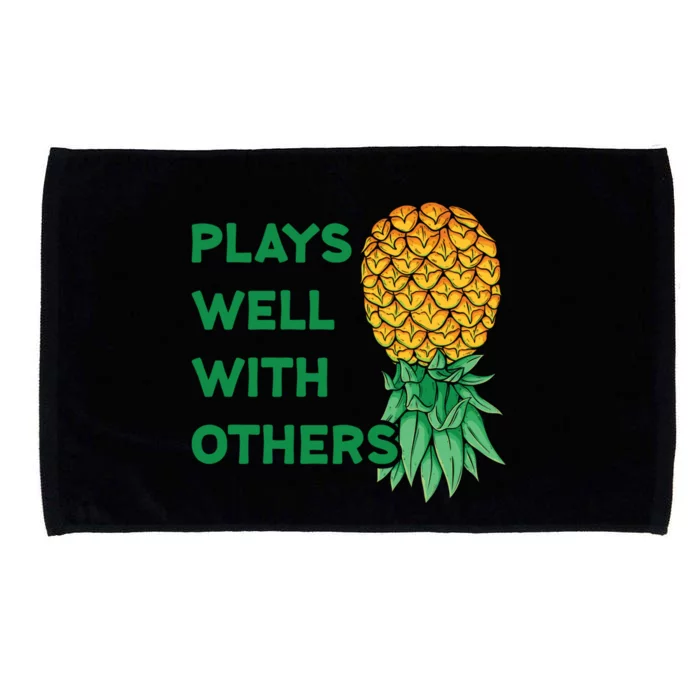 Plays Well With Others Upside Down Pineapple Meaningful Gift Polyamory Gift Microfiber Hand Towel