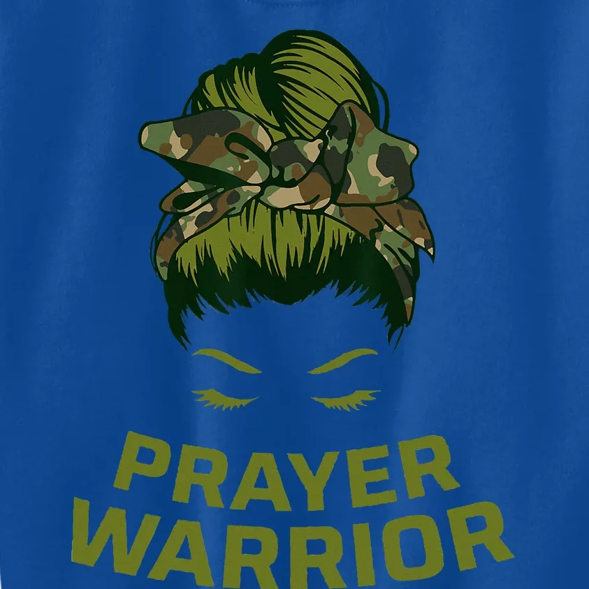 Prayer Warrior Women Camo Faith God Jesus Christian Kids Sweatshirt