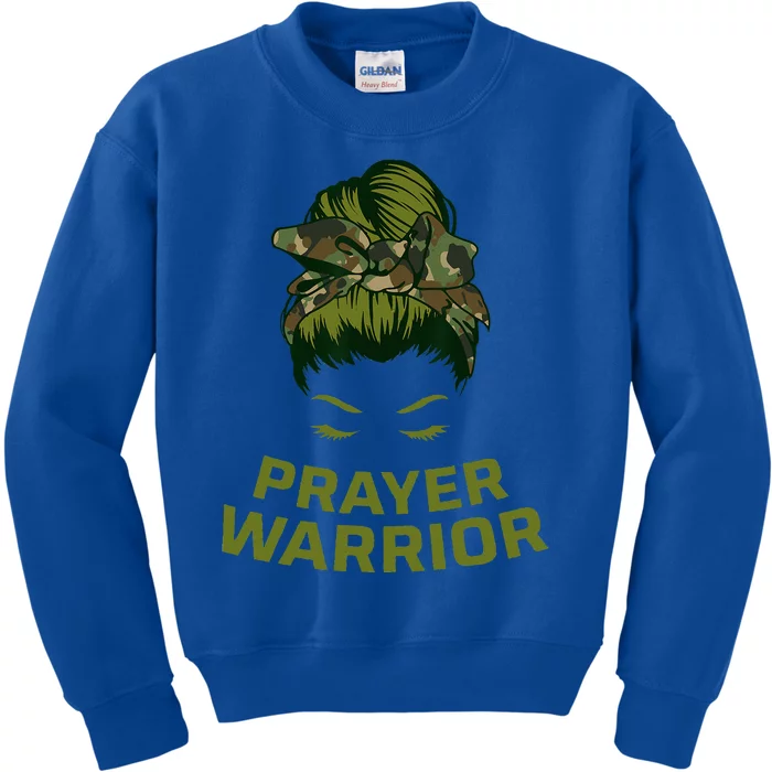 Prayer Warrior Women Camo Faith God Jesus Christian Kids Sweatshirt