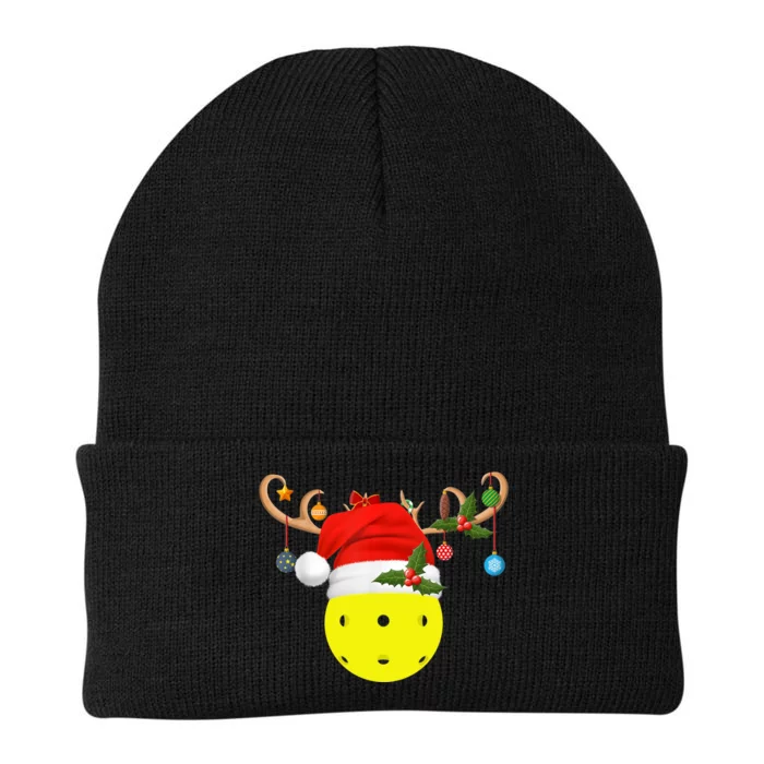 Pickleball Xmas Gift Reindeer Santa Hat Pickleball Christmas TShirt Knit Cap Winter Beanie