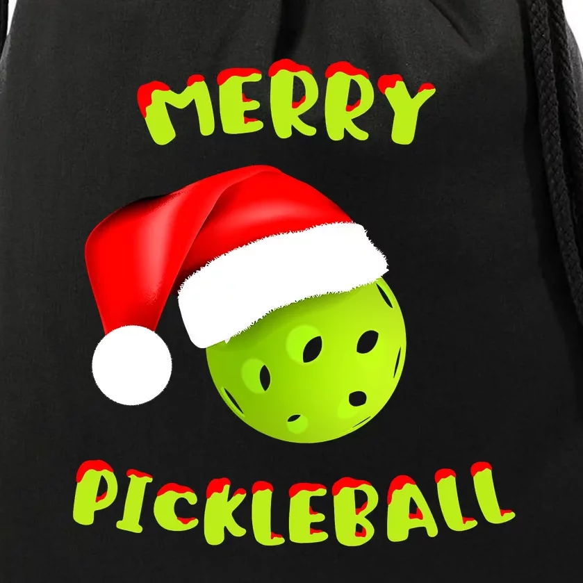 Pickleball Xmas Gift Reindeer Santa Hat Pickleball Christmas Drawstring Bag