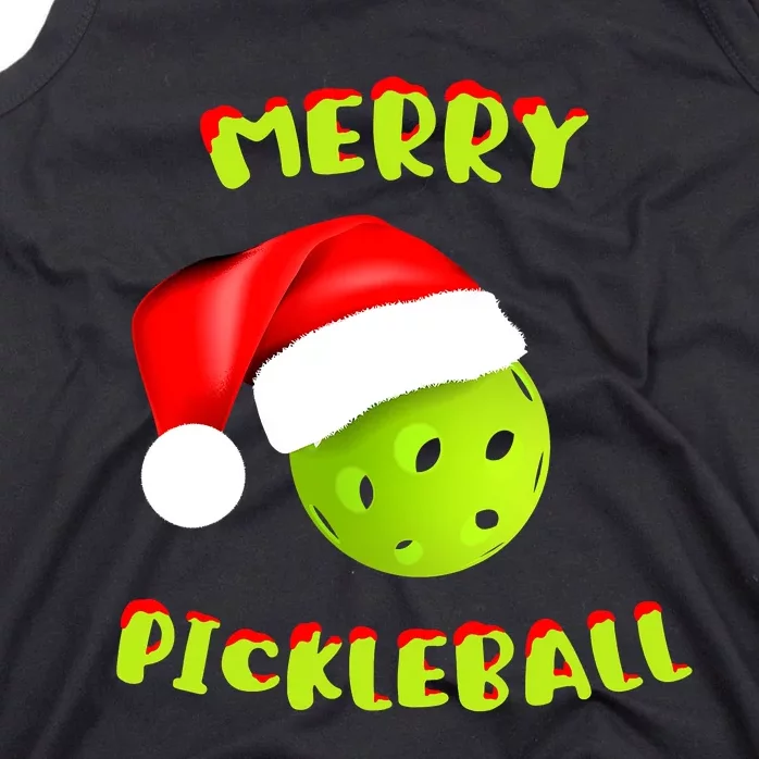 Pickleball Xmas Gift Reindeer Santa Hat Pickleball Christmas Tank Top