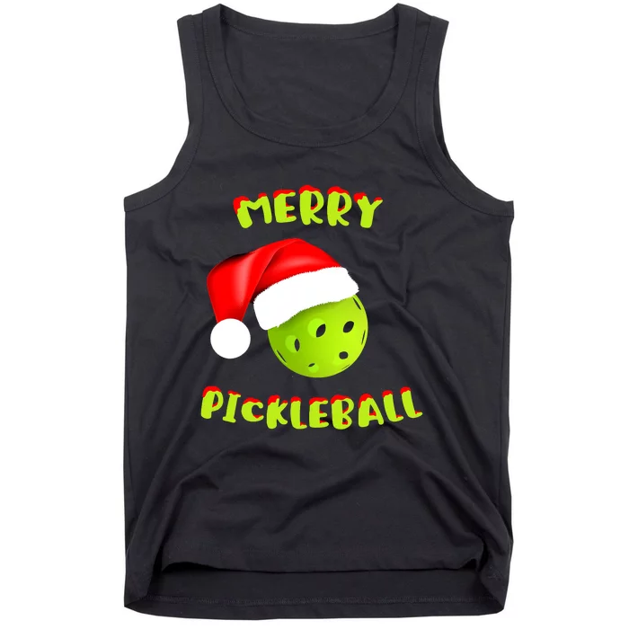 Pickleball Xmas Gift Reindeer Santa Hat Pickleball Christmas Tank Top