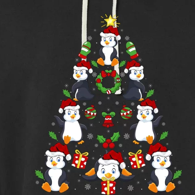 Penguin Xmas Lighting Tree Penguin Christmas Gift Garment-Dyed Fleece Hoodie