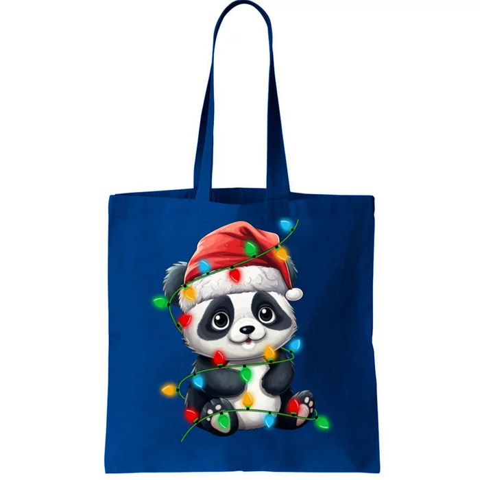 Panda Xmas Lighting Santa Panda Christmas Gift Tote Bag