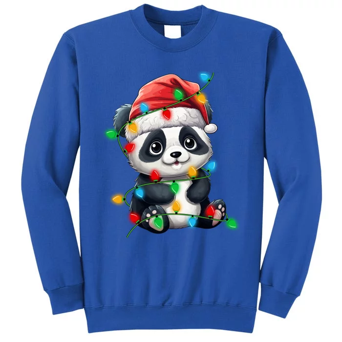 Panda Xmas Lighting Santa Panda Christmas Gift Tall Sweatshirt