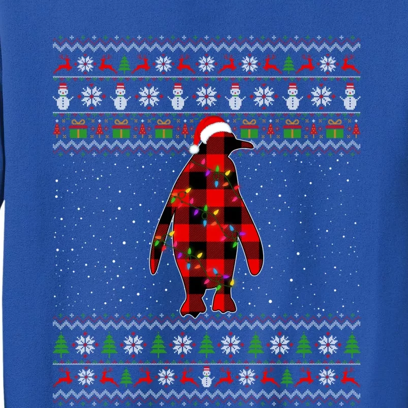 Penguin Xmas Redplaid Penguin Ugly Christmas Pajamas Gift Tall Sweatshirt