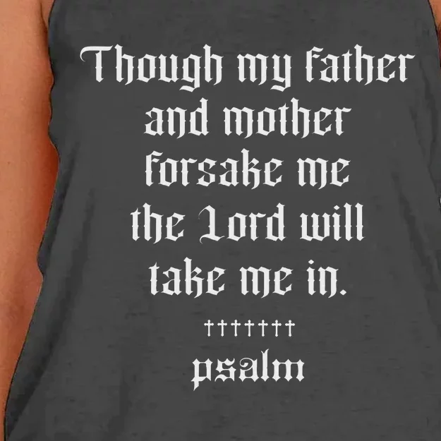 Psalm X The Lord Will Take Me In X Jesus Christ Women's Knotted Racerback Tank