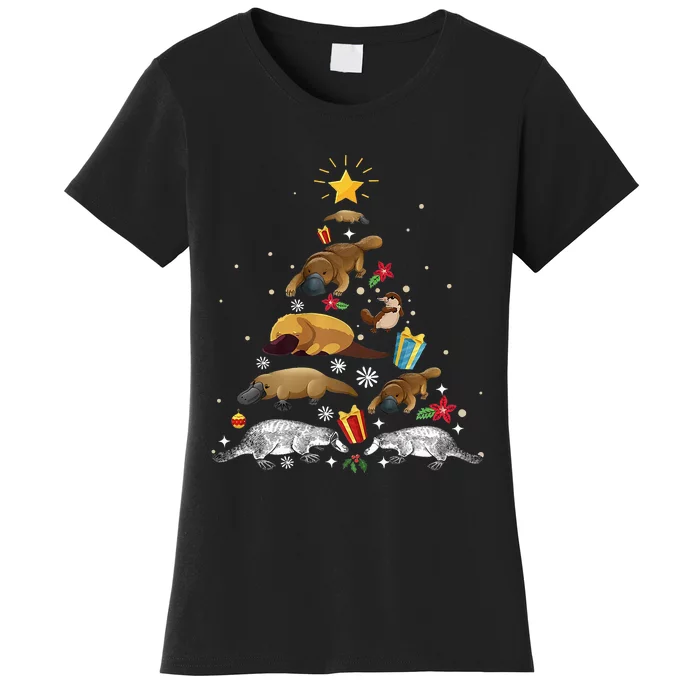 Platypus Xmas Tree Lighting Santa Platypus Christmas Lights Women's T-Shirt