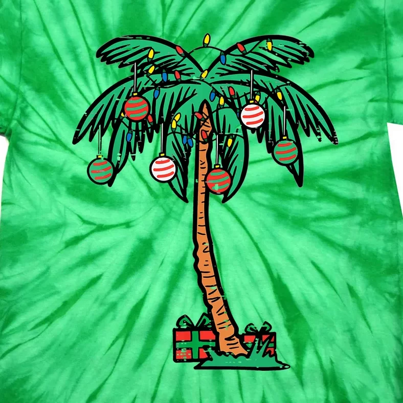 Palm Xmas Tree Tropical Beach Hawaii Gift For Christmas Tie-Dye T-Shirt