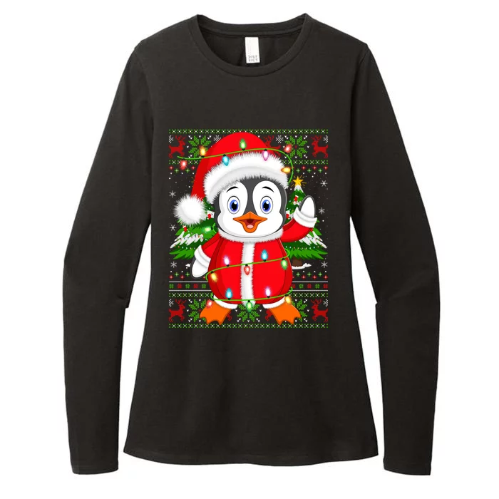 Penguin Xmas Tree Matching Santa Penguin Ugly Christmas Cool Gift Womens CVC Long Sleeve Shirt