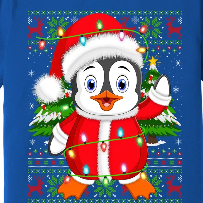 Penguin Xmas Tree Matching Santa Penguin Ugly Christmas Cool Gift Premium T-Shirt