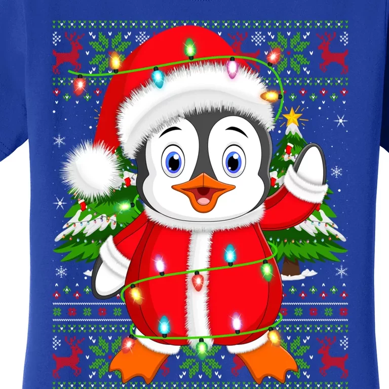 Penguin Xmas Tree Matching Santa Penguin Ugly Christmas Cool Gift Women's T-Shirt