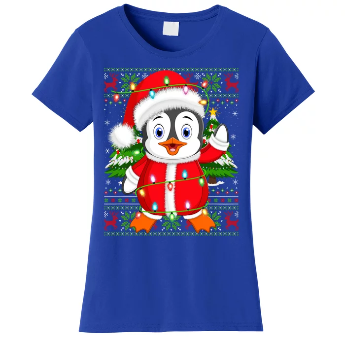 Penguin Xmas Tree Matching Santa Penguin Ugly Christmas Cool Gift Women's T-Shirt