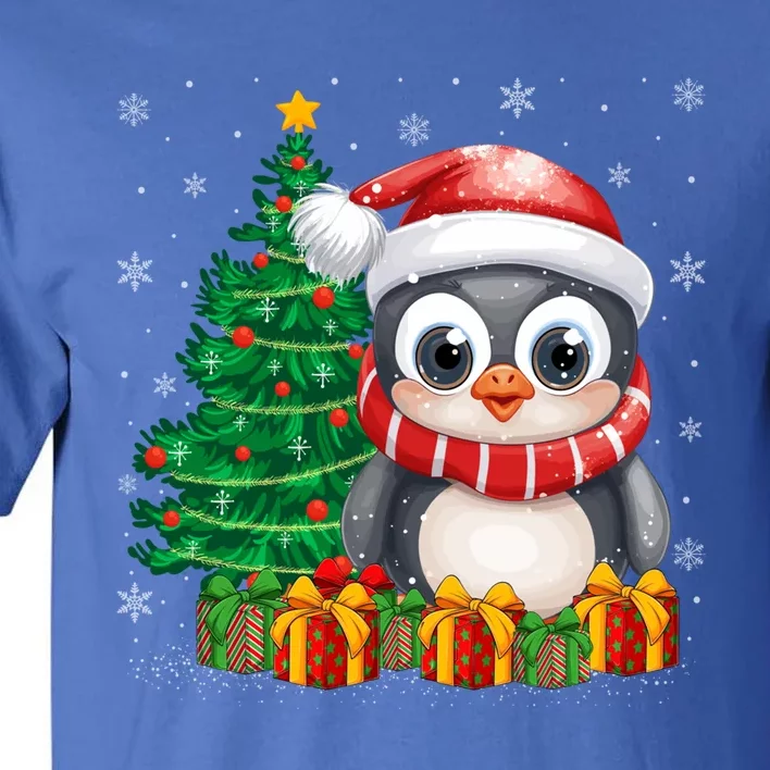 Penguin Xmas Tree Lighting Santa Penguin Christmas Gift Tall T-Shirt