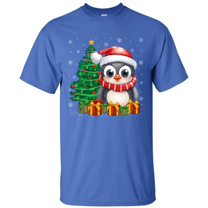 Penguin Xmas Tree Lighting Santa Penguin Christmas Gift Tall T-Shirt