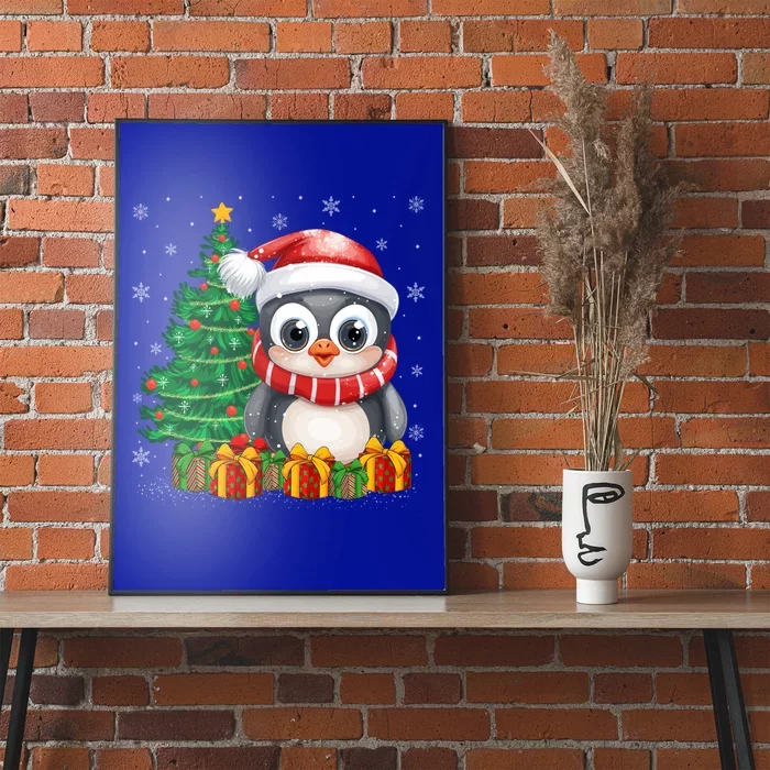 Penguin Xmas Tree Lighting Santa Penguin Christmas Gift Poster