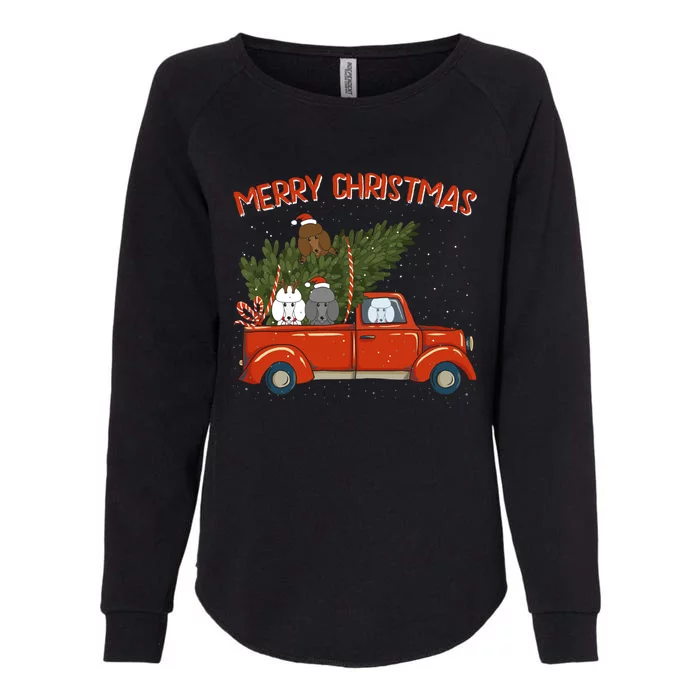 Poodle Xmas Vintage Red Pickup Retro Truck Gift Womens California Wash Sweatshirt