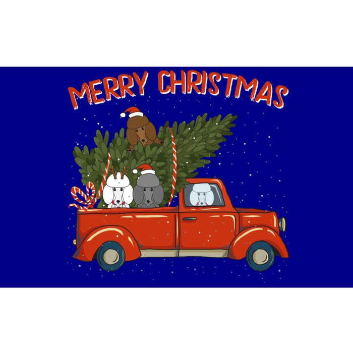 Poodle Xmas Vintage Red Pickup Retro Truck Gift Bumper Sticker