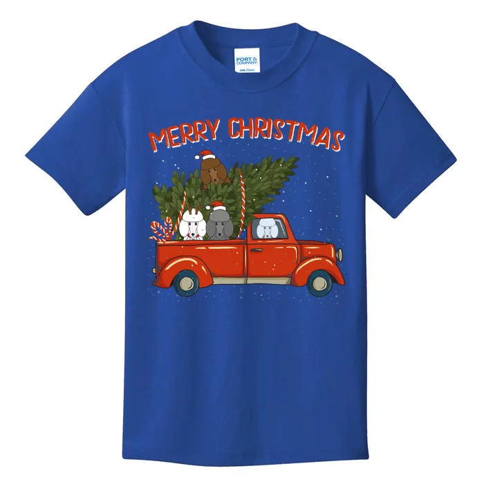 Poodle Xmas Vintage Red Pickup Retro Truck Gift Kids T-Shirt