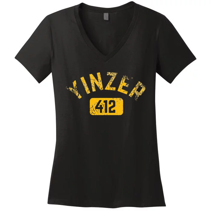 Pittsburgh Yinzer 412 Sl City Pennsylvania Funny Vintage Women's V-Neck T-Shirt